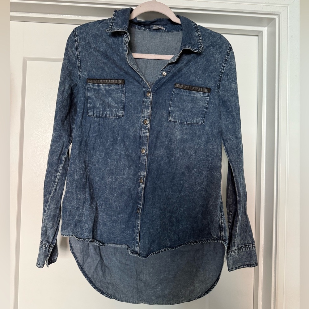 Blu Pepper Vintage Acid Wash Denim‎ Shirt